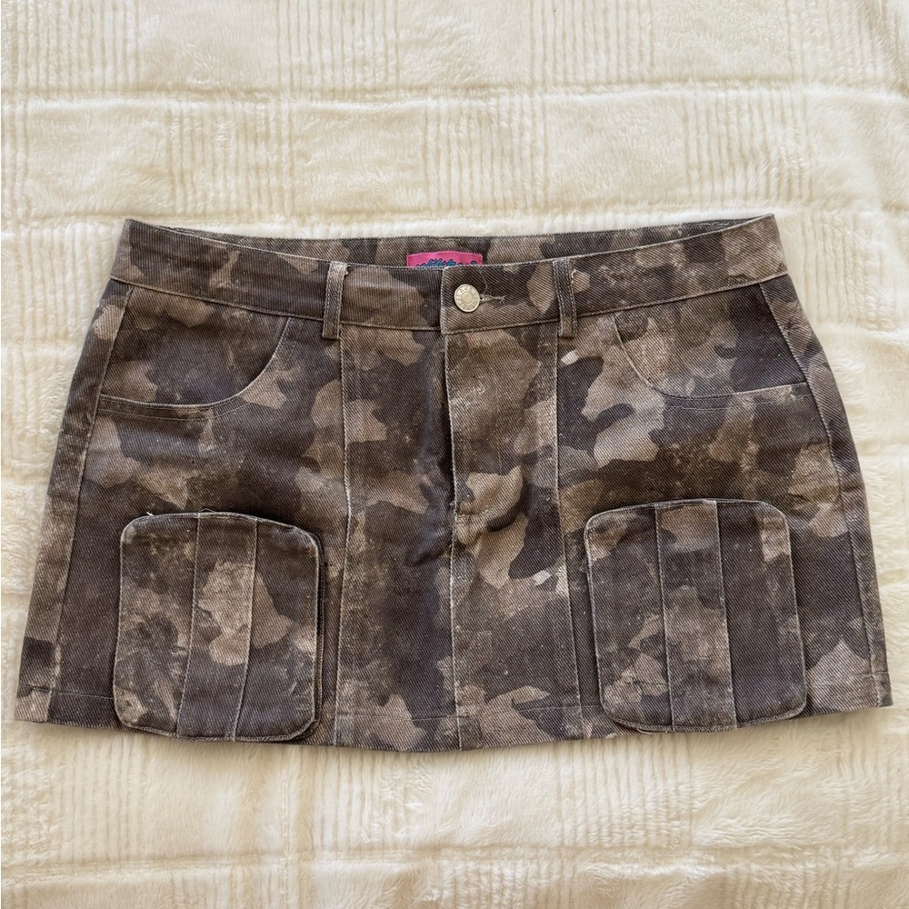 Edikted Brown Tan Cargo Mini Skirt Casual
